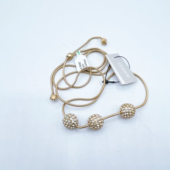 NWT Chicos Gold-Tone Convertible Necklace With Crystal Beaded Accents Adjustable - Picture 3 of 8